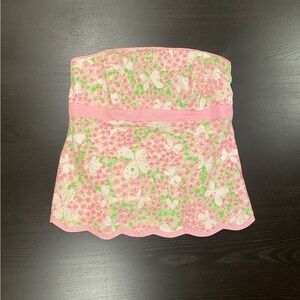 Floral Pink Strapless Top